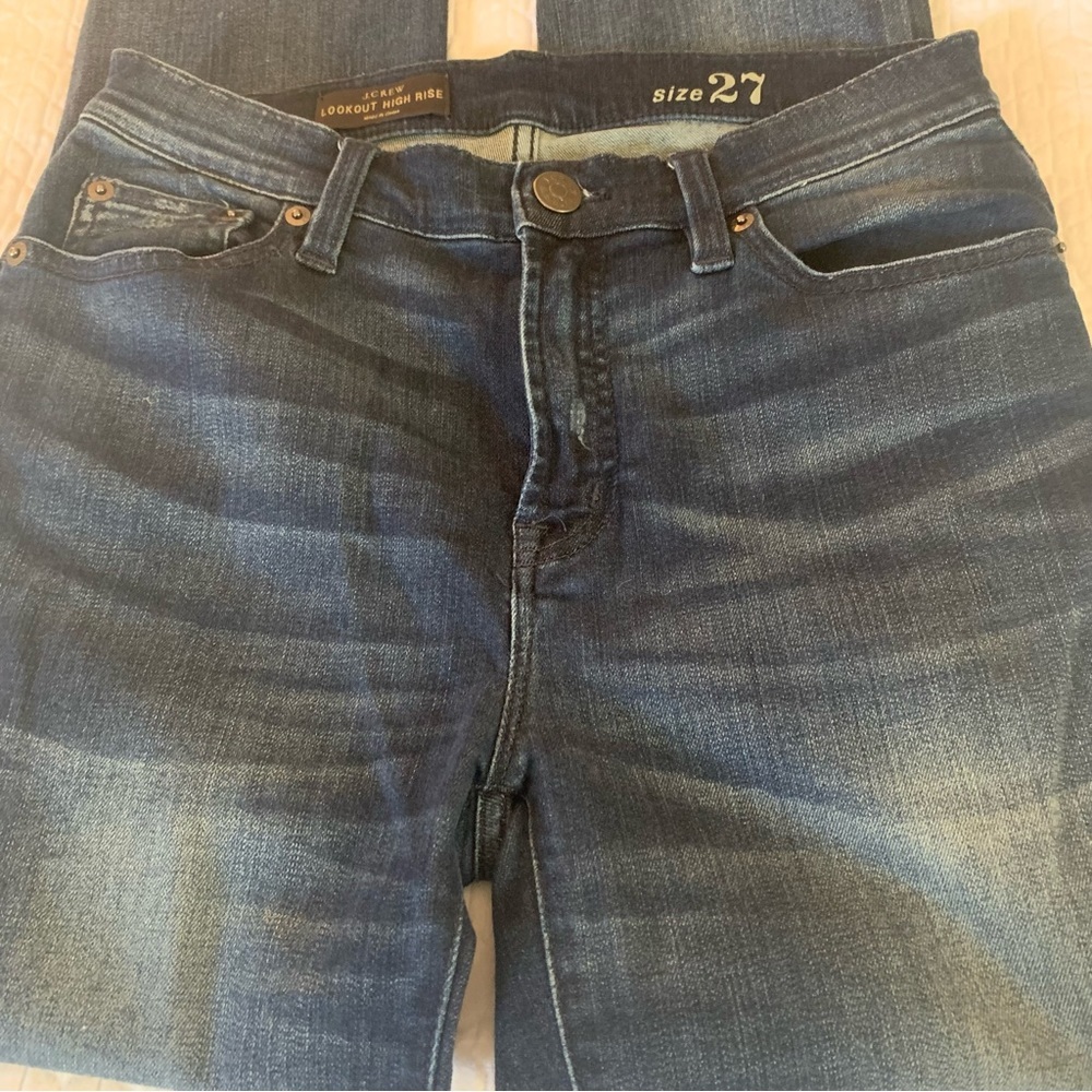 J CREW Lookout High Rise Dark Denim Straight Leg Jeans
